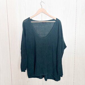 Aritzia Babaton Linen & Silk Blend Long Sleeve Teal Top